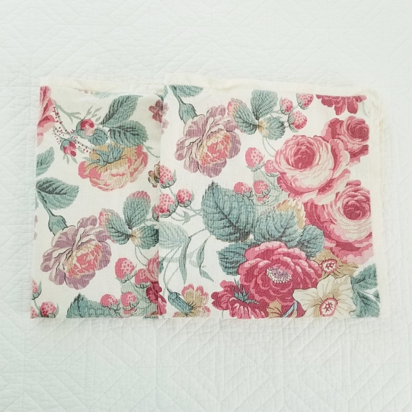 Pottery Barn Other - Two Pottery Barn Roses Floral Linen Blend Elia 26" Euro Shams Cottage Country